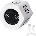 Gen-Z Hexa Rotating Pomodoro Timer 1 5 10 30 60 Min Preset (White)