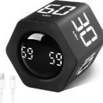Gen-Z Hexa Rotating Pomodoro Timer 1 5 10 30 60 Min Preset (Black)